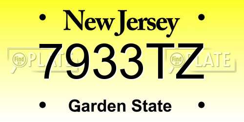 7933TZ New Jersey License Plate