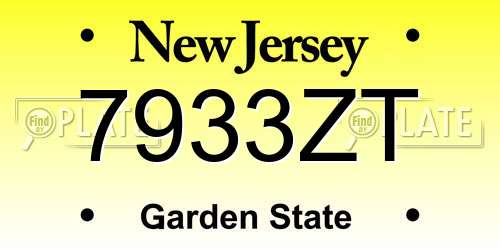 7933ZT New Jersey License Plate