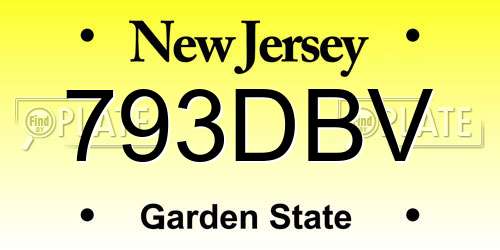 793DBV New Jersey License Plate