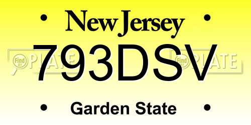 793DSV New Jersey License Plate