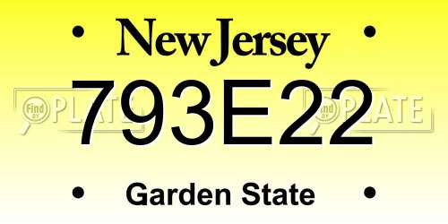 793E22 New Jersey License Plate