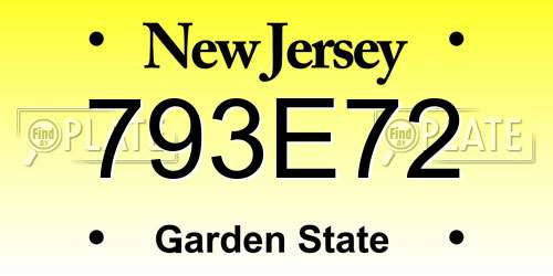 793E72 New Jersey License Plate
