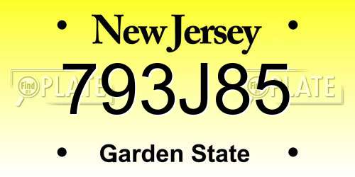793J85 New Jersey License Plate