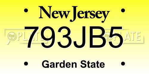 793JB5 New Jersey License Plate