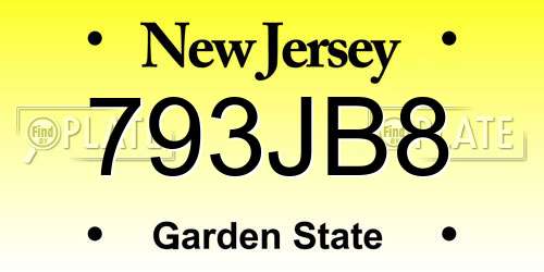 793JB8 New Jersey License Plate