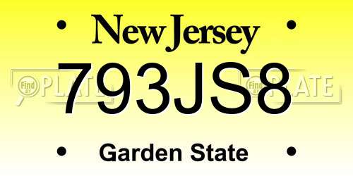 793JS8 New Jersey License Plate
