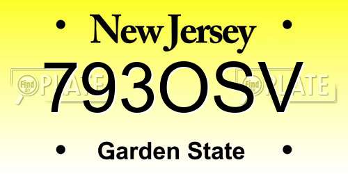 793OSV New Jersey License Plate