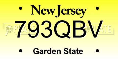 793QBV New Jersey License Plate