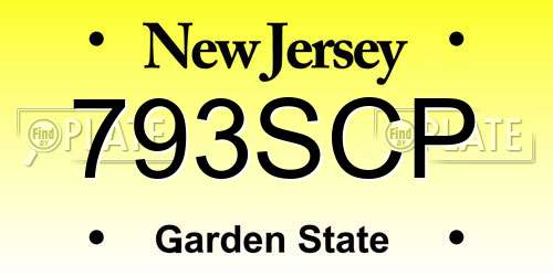 793SCP New Jersey License Plate