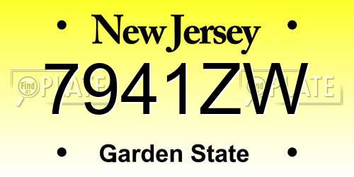 7941ZW New Jersey License Plate