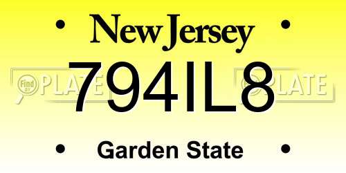 794IL8 New Jersey License Plate