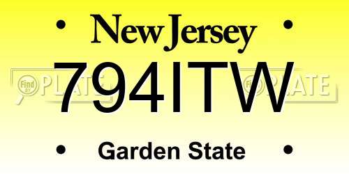 794ITW New Jersey License Plate