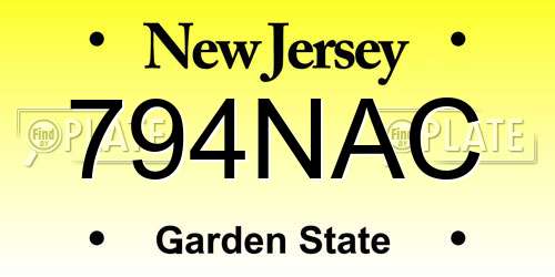 794NAC New Jersey License Plate