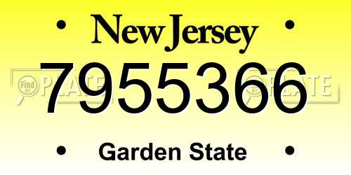 7955366 New Jersey License Plate