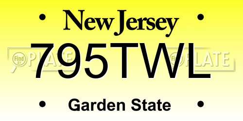795TWL New Jersey License Plate