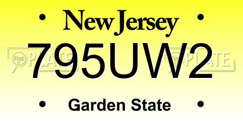 795UW2 New Jersey License Plate