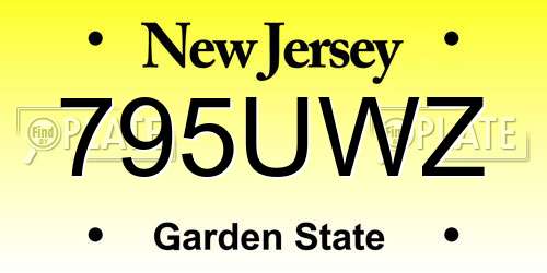 795UWZ New Jersey License Plate