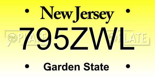 795ZWL New Jersey License Plate