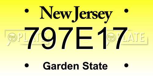 797E17 New Jersey License Plate