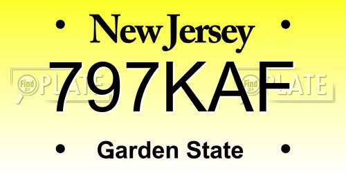 797KAF New Jersey License Plate