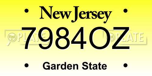 7984OZ New Jersey License Plate