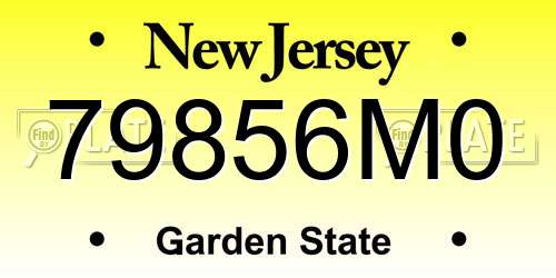 79856M0 New Jersey License Plate