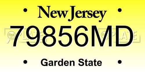 79856MD New Jersey License Plate