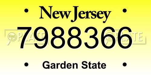 7988366 New Jersey License Plate