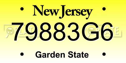 79883G6 New Jersey License Plate