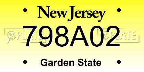 798A02 New Jersey License Plate