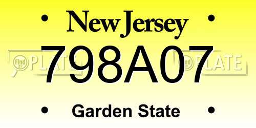 798A07 New Jersey License Plate