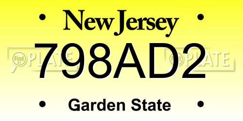 798AD2 New Jersey License Plate