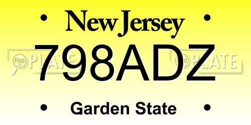 798ADZ New Jersey License Plate