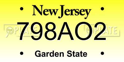 798AO2 New Jersey License Plate