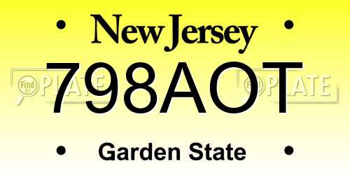 798AOT New Jersey License Plate