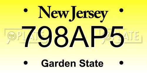 798AP5 New Jersey License Plate