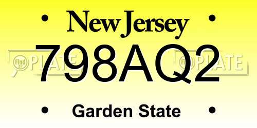 798AQ2 New Jersey License Plate