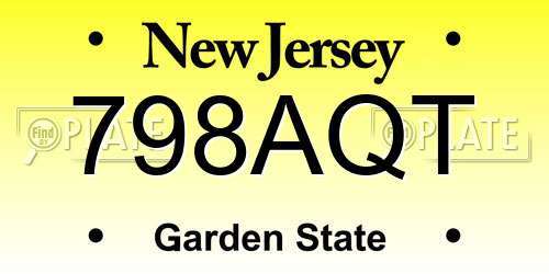 798AQT New Jersey License Plate