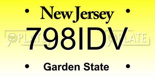 798IDV New Jersey License Plate