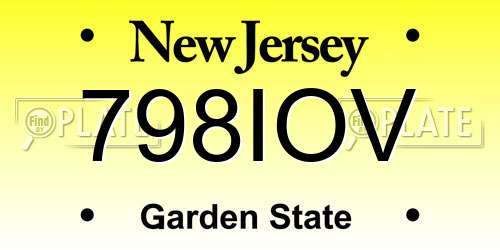 798IOV New Jersey License Plate