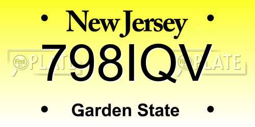 798IQV New Jersey License Plate
