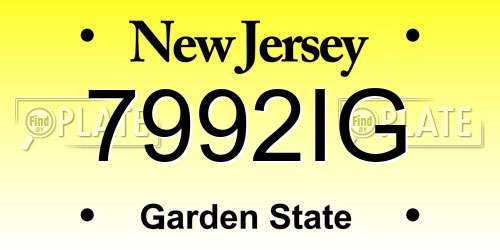 7992IG New Jersey License Plate