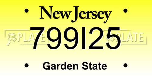 799I25 New Jersey License Plate