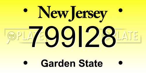 799I28 New Jersey License Plate