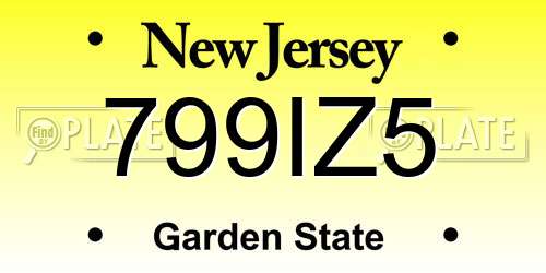 799IZ5 New Jersey License Plate