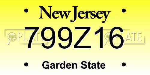 799Z16 New Jersey License Plate