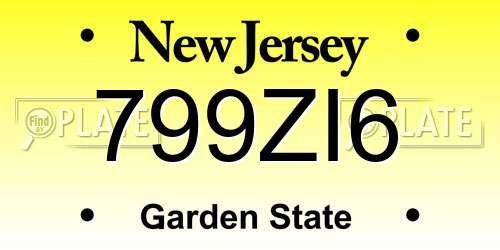 799ZI6 New Jersey License Plate