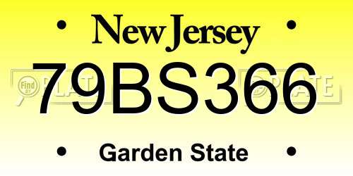 79BS366 New Jersey License Plate