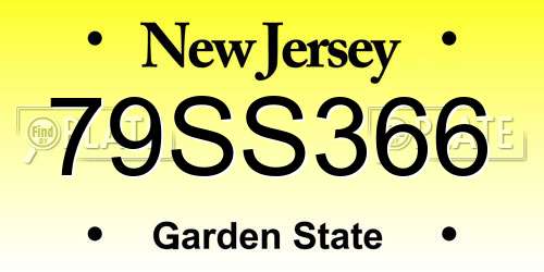 79SS366 New Jersey License Plate