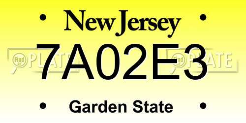 7A02E3 New Jersey License Plate